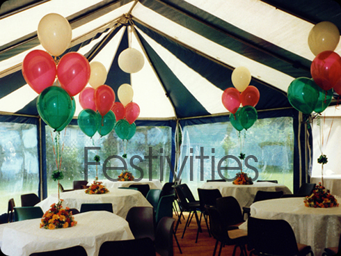 Marquee decorated with balloons